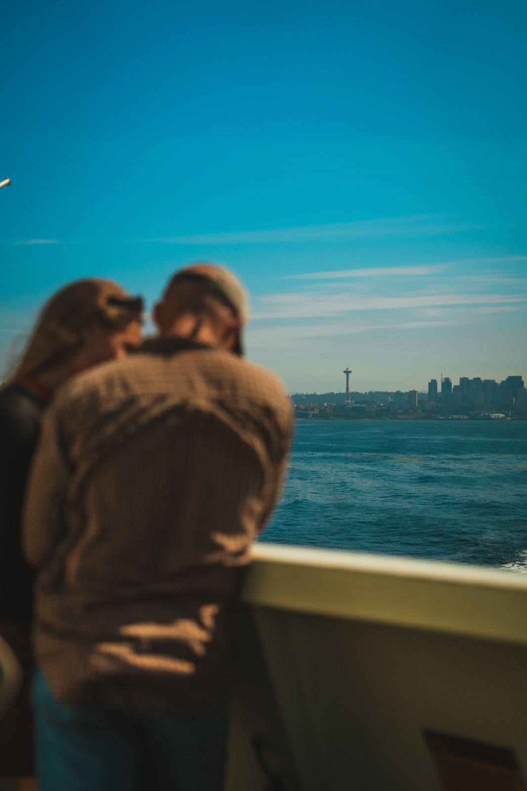 People photo — couple watching the Seattle skyline